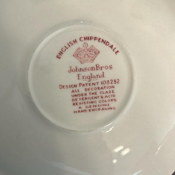 Johnson Bros England Teacup and Saucer sets (2) Chippendale Red Vintage - Picture 7 of 11